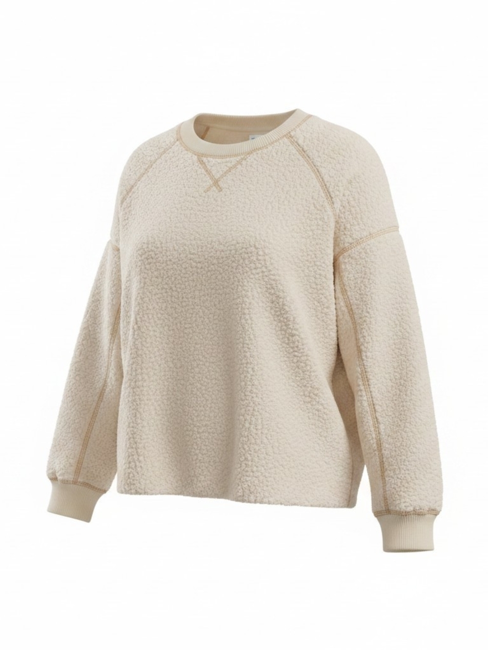 American Eagle Outfitters Cream Sherpa Crewneck Sweatshirt
